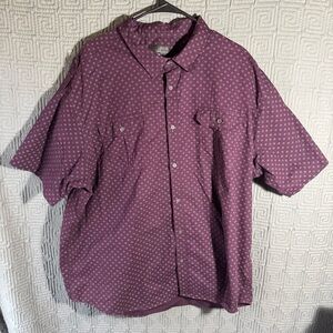 Steve’s Jeans Button Shirt Men Size 4x Purple Geometric Short Sleeve 100% Cotton
